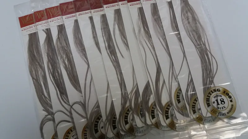 Whiting 100 Saddle Hackle Pack in Medium Dun-1